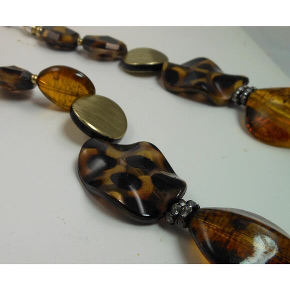 Vintage Animal Print Amber Gold Pendant Necklace - Never Worn with Original Tags - Picture 5 of 6